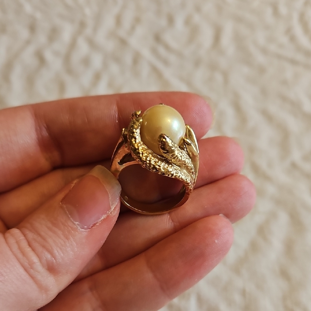 Gold-Tone Pearl Statement Ring - Women Jewelry